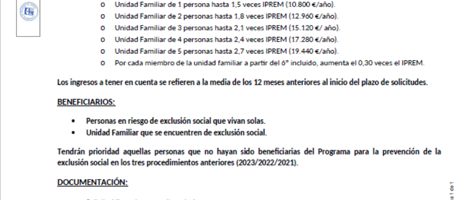 BANDO PROGRAMA DE PREVENCIÓN DE LA EXCLUSIÓN SOCIAL_